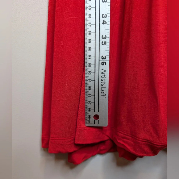 LOFT Lightweight Stretch A-line Sleeveless Red Frill Scoop Neck Dress Women M - Picture 7 of 9